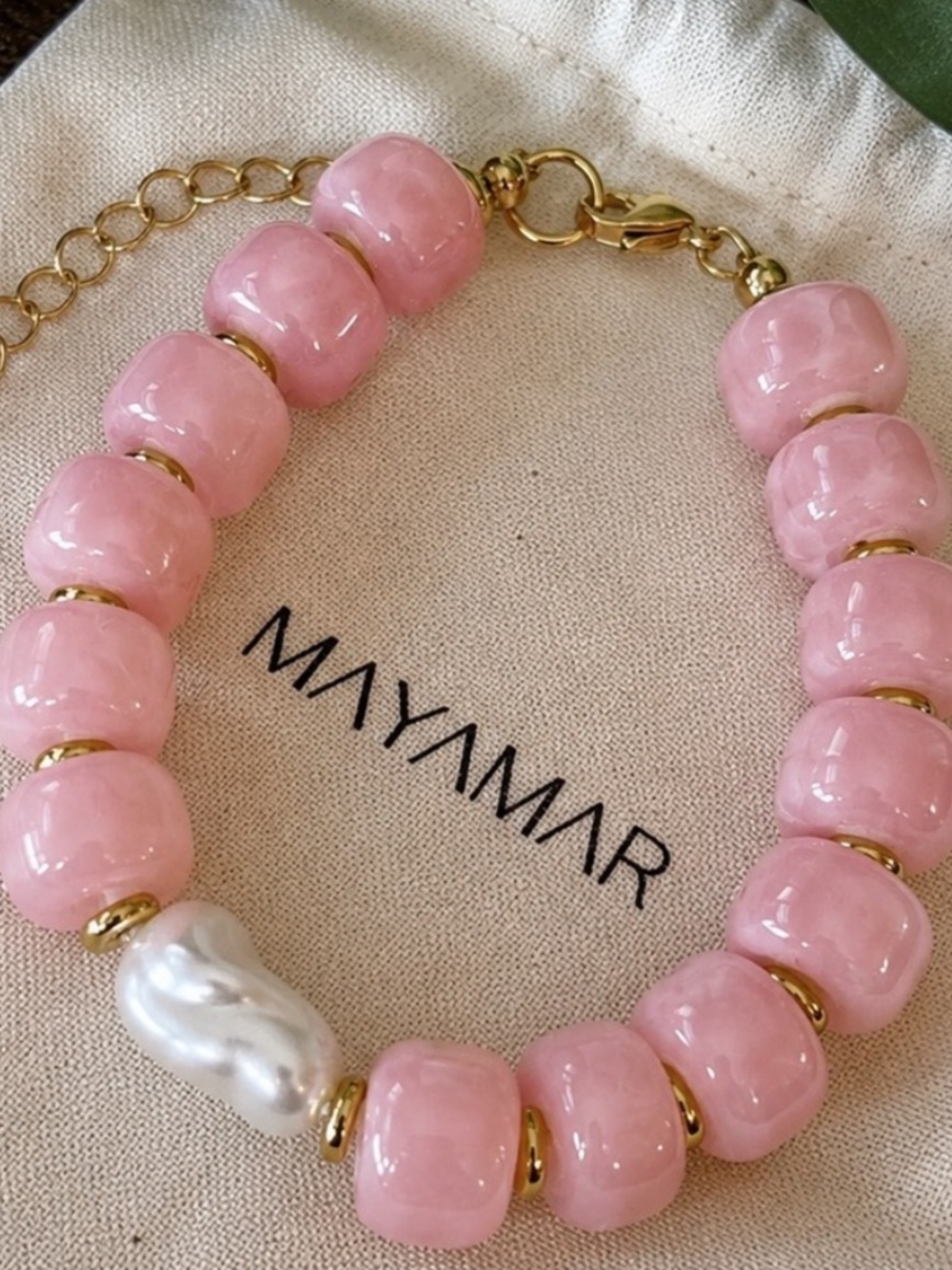 Mayamar Pink Beaded with Fresh Water Pearl accent Bracelet - Picture 3 of 4